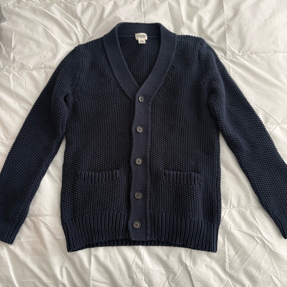 Club Monaco Unisex Navy Cardigan Sweater